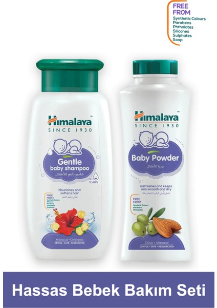 Gözle Temasa Uygun Hassas Bebek Şampuanı 400 ml ve Bebek Pudrası 200 gr | Paraben, Silikon Içermez