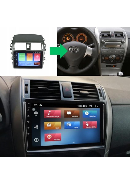 Toyota Corolla (Izgaralı Çerçeve) Android Multimedya Sistemi 4-32 Blueway (2007-20013)