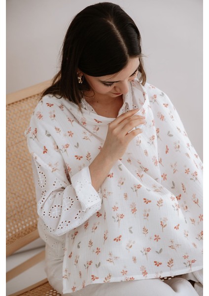 Müslin Emzirme Örtüsü - Pureline Series - Soft Bloom