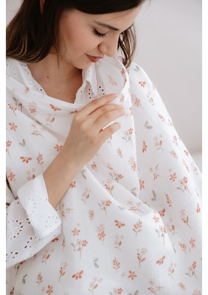 Müslin Emzirme Örtüsü - Pureline Series - Soft Bloom