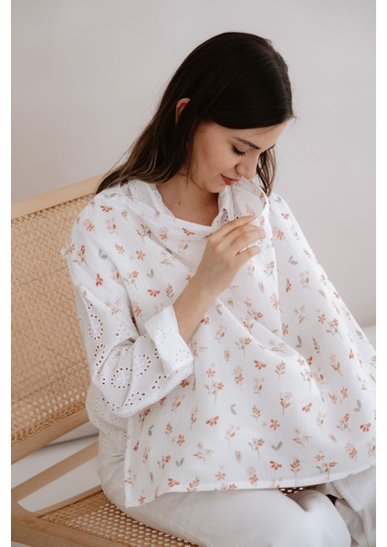Müslin Emzirme Örtüsü - Pureline Series - Soft Bloom
