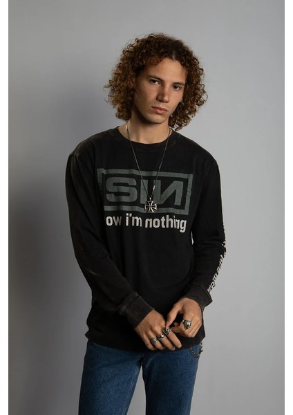 Saint Sın Now Im NothingUzun Kol T-Shirt