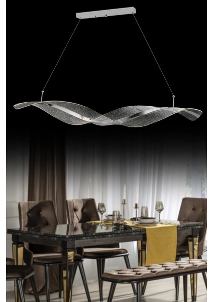 Istanbul Avize Yemek Masası Magic Gümüş Lüx LED Modern Ledli Avize