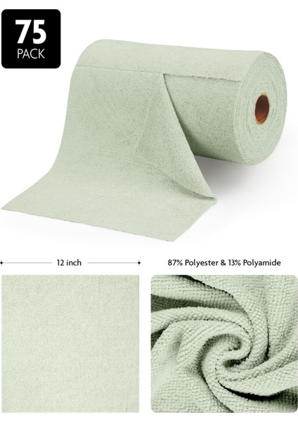 Çok Amaçlı Rulo Mikrofiber Temizlik Bezi 30X30 75 Yapraklı Yosun Yeşili