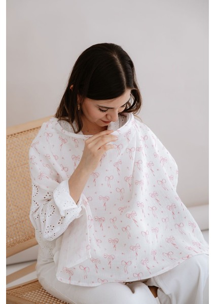 Müslin Emzirme Örtüsü - Pureline Series - Dainty Bows