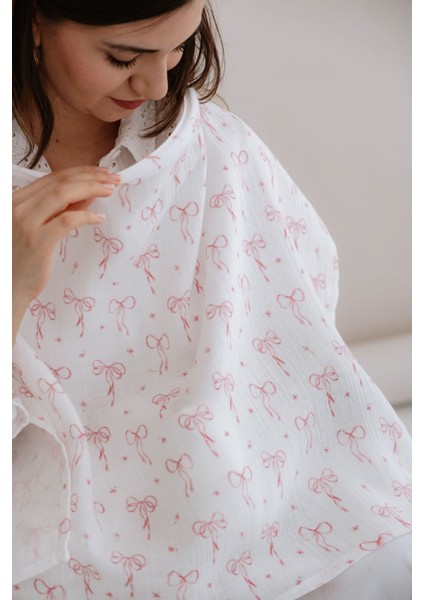 Müslin Emzirme Örtüsü - Pureline Series - Dainty Bows indirimleri