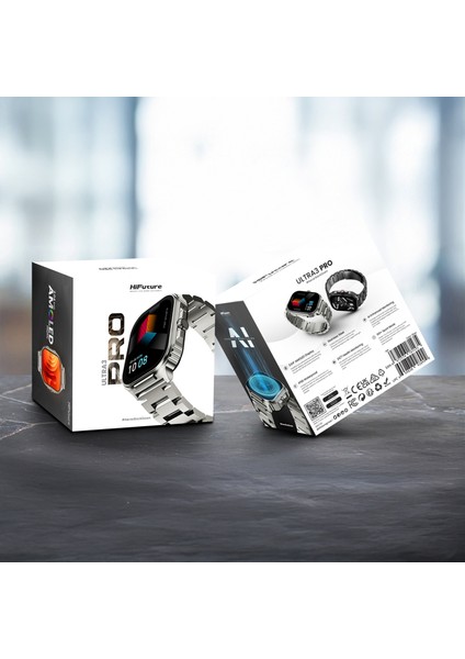Ultra3 Pro Bluetooth 5.3 Amoled Ekran IP68 Su Geçirmez 2.04 Inç Arama Özellikli Ios & Android Uyumlu Nabız Spor Kan Oksijen Takibi 52MM Akıllı Saat Siyah