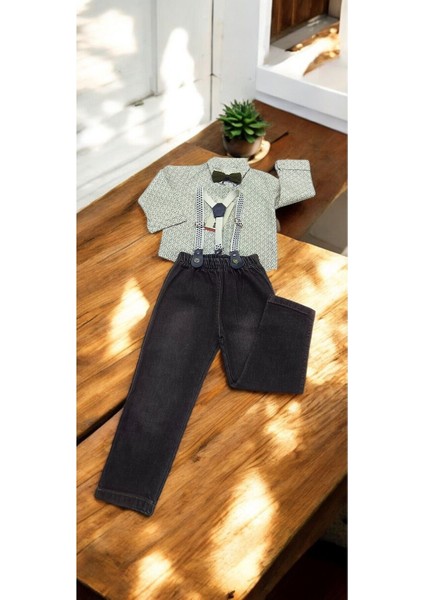 Çocuk Pantolon Gömlek Takım Papyonlu
