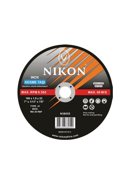 N38053 Inox Flex Kesme Taşı 115X1.0X22 50’li
