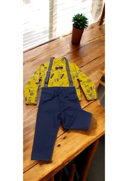 Bebek 2 Li Takım Gömlek Pantolom + Papyon