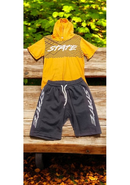 Kapşonlu T-Shirt Şort Takım