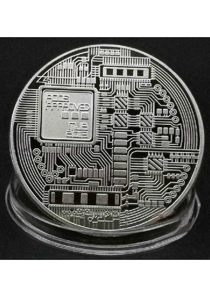 Bitcoin Hatıra Amaçlı Gümüş Görünümlü lik Madeni Para. 40 mm Çapında. Kendi Açılır Koruma Kapsülü Içinde Çil Kondisyon. fiyatları