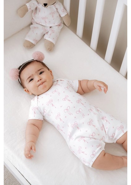 Kısa Kol Şortlu Yazlık Tulum - Pureline Series - Dainty Bows