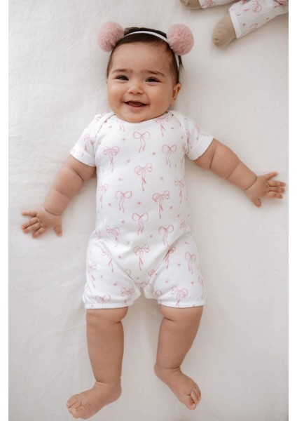 Kısa Kol Şortlu Yazlık Tulum - Pureline Series - Dainty Bows