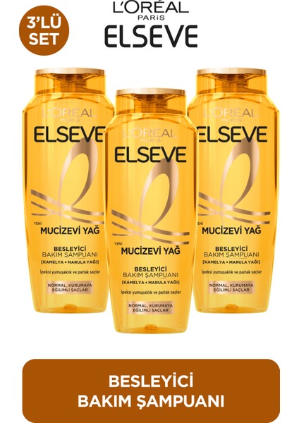 L'Oreal Paris 3'lü Elseve Mucizevi Yağ Besleyici Şampuan 300ml