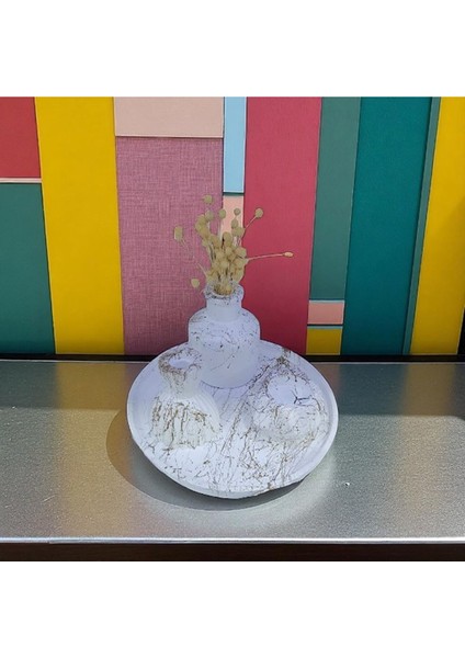 Modern Mermer Desenli Dekoratif Vazo Seti - 3'lü