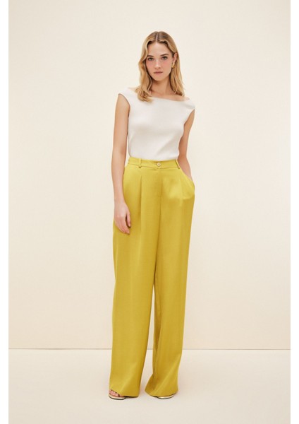 Keten Bol Pantolon Lime 153M2069000 fırsatları