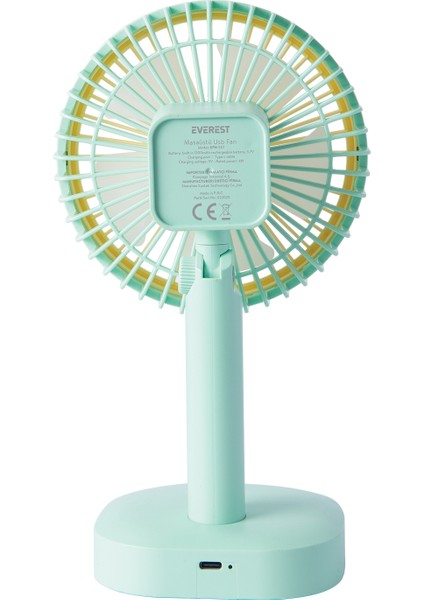EFN-510 Yeşil- Sarı 1200MAH 5 Inç 3 Hız Kademeli Dönebilen Masaüstü USB Fan modelleri