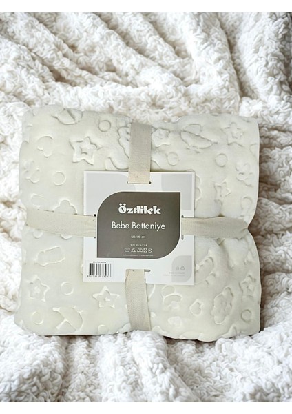 Krem Embos Peluş Bebek Battaniye 100x120 modelleri