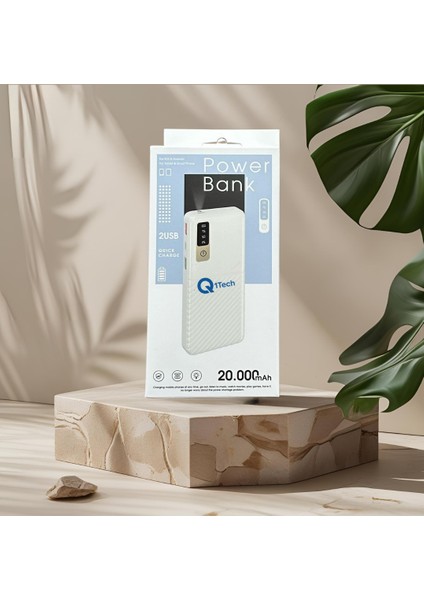 20.000 Mah Powerbank - El Feneri -LED Göstergeli - Hızlı Şarj