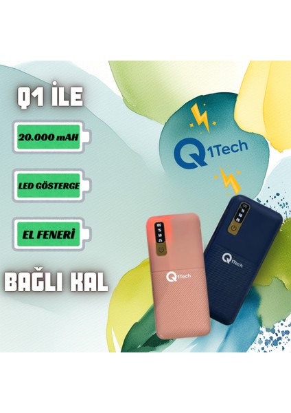20.000 Mah Powerbank - El Feneri -LED Göstergeli - Hızlı Şarj
