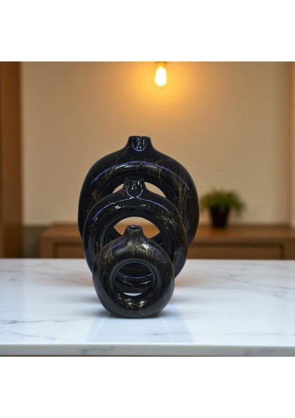 Altın Mermer Desenli 3’lü Modern Dekoratif Vazo Seti modelleri