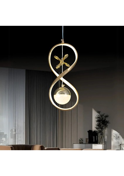 Cund Gold Kaplama 3 Renk Ledli Modern Özel Tasarım Sarkıt Ledli Avize