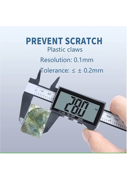 150MM Dijital Kumpas - 3 Düğmeli Geniş Ekran Kalınlık Ölçer - Kutulu + Yedek Pil