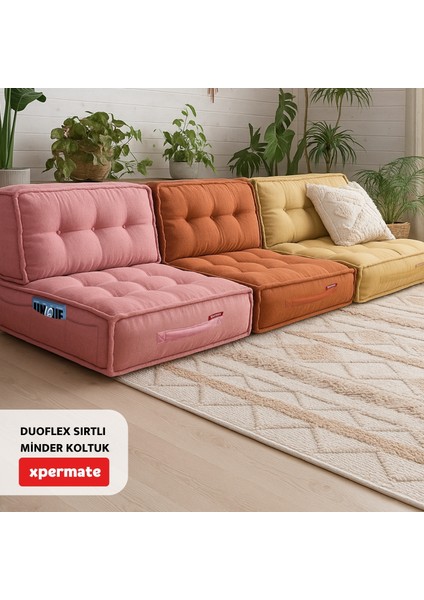 Duoflex Sırtlı Minder Koltuk Iskandinav Tarzı Sırtlıklı Oturma Minderi 80x80x30 Kremit indirimleri