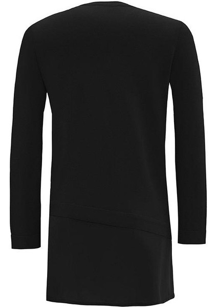 Siyah Etek Ucu Cupro Asimetrik Triko Tunik T25Y-6009