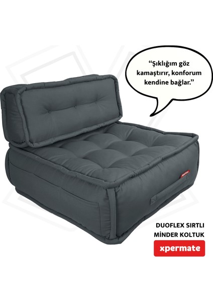 Duoflex Sırtlı Minder Koltuk Iskandinav Tarzı Sırtlıklı Oturma Minderi 80x80x30 Antrasit