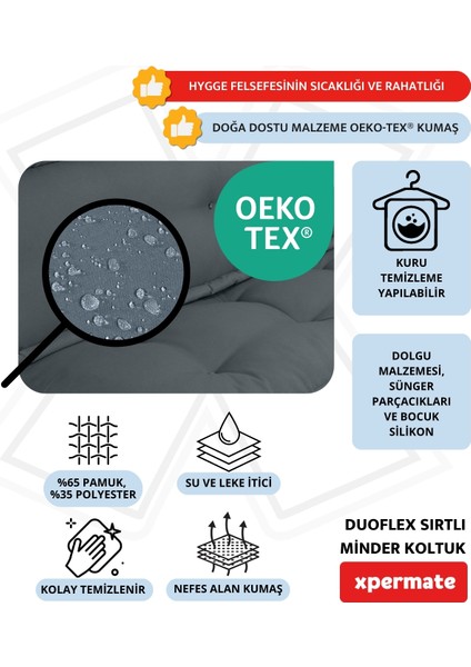 Duoflex Sırtlı Minder Koltuk Iskandinav Tarzı Sırtlıklı Oturma Minderi 80x80x30 Antrasit modelleri