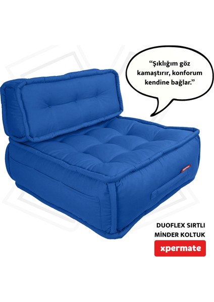 Duoflex Sırtlı Minder Koltuk Iskandinav Tarzı Sırtlıklı Oturma Minderi 80x80x30 Mavi