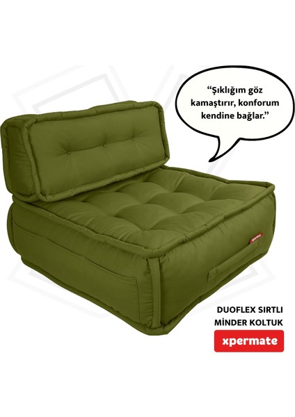 Duoflex Sırtlı Minder Koltuk Iskandinav Tarzı Sırtlıklı Oturma Minderi 80x80x30 Yeşil