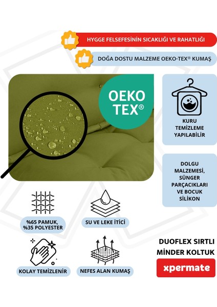 Duoflex Sırtlı Minder Koltuk Iskandinav Tarzı Sırtlıklı Oturma Minderi 80x80x30 Yeşil modelleri