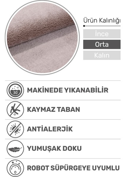 Puffy Bej Yumuşak Peluş Halı | Kaymaz, Yıkanabilir, Salon Mutfak Antre Için Halı Yolluk