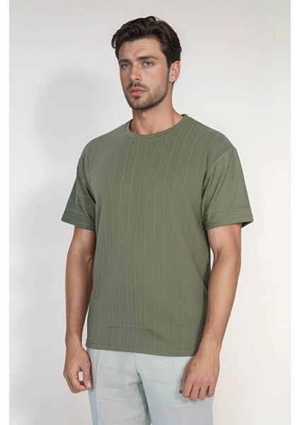 Bisiklet Yaka Çizgili Tshirt Yeşil (1818) indirimleri