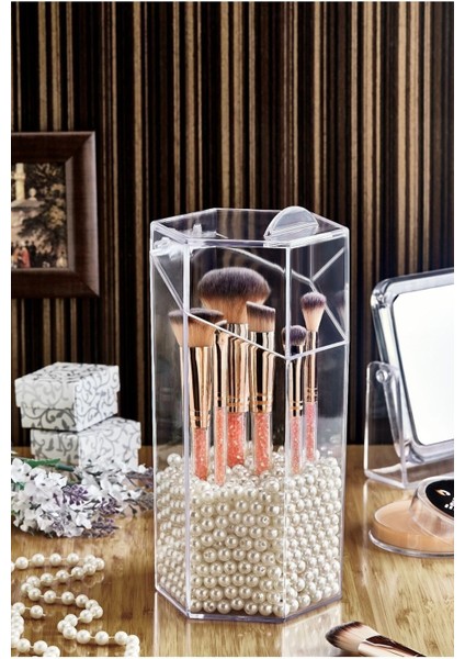 Kapaklı Makyaj Fırçası Düzenleyici Organizer