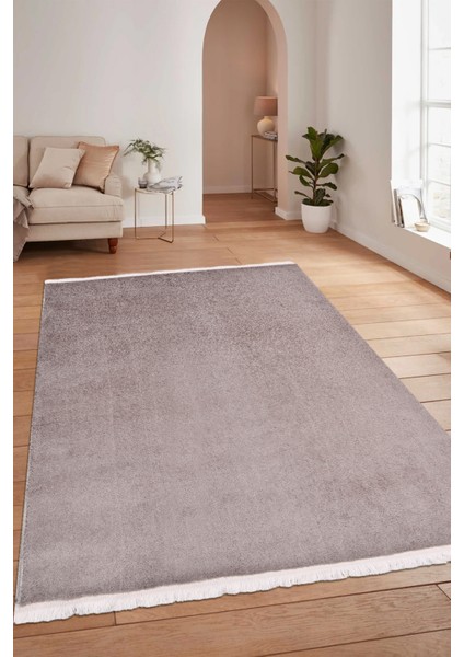 Puffy Bej Yumuşak Peluş Halı | Kaymaz, Yıkanabilir, Salon Mutfak Antre Için Halı Yolluk