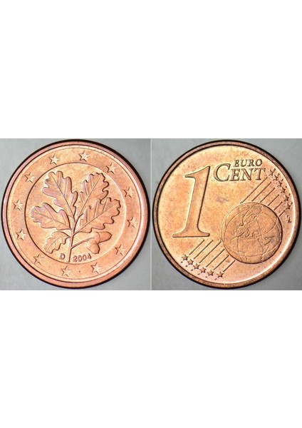Almanya 1 Euro Cent 2004 D Harfi= Münih Darbı. Çialtı Kondisyon.