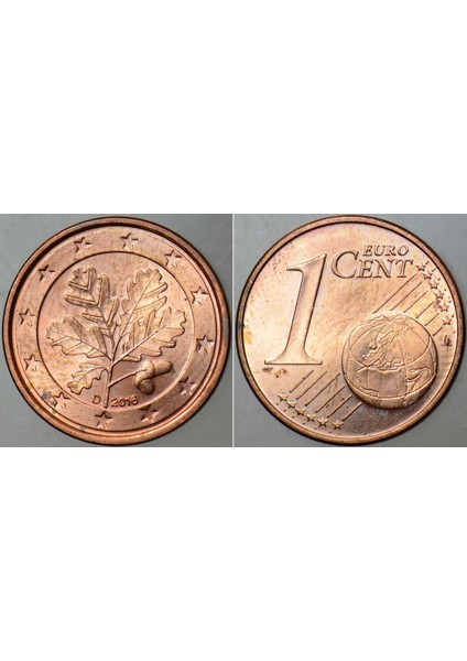 Almanya 1 Euro Cent 2016 D Harfi= Münih Darbı. Çil(-) Kondisyon.