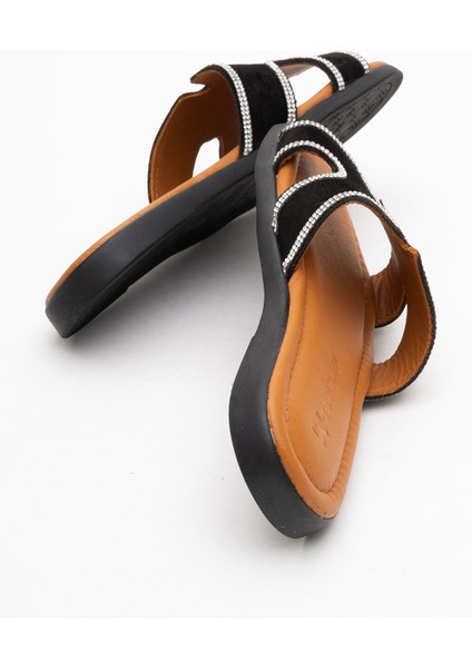 Kadın Taş Bantlı Terlik Gerçek Süet Deri Zy 8126 Siyah fırsatları