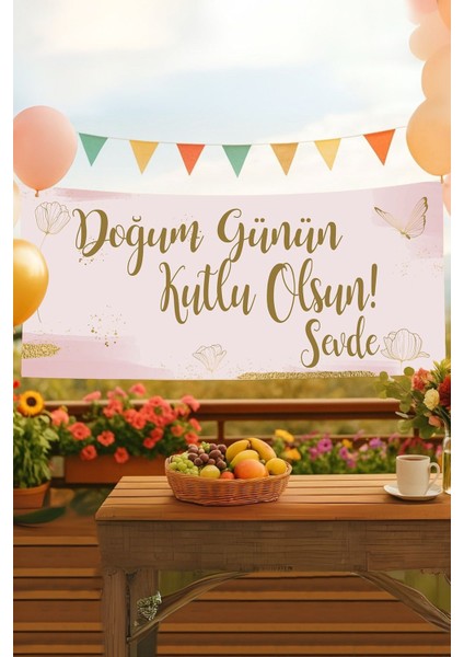 Minimal Temalı Isimli Doğum Günü Pankartı, Yetişkin Doğum Günü Afişi, Iyi Ki Doğdun Banner 50X150CM