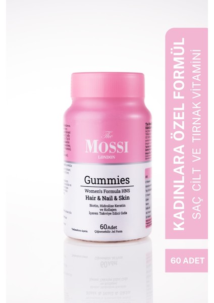 Saç Cilt Tırnak Vitamini Çiğnenebilir Vegan Gummy KERATIN,KOLLAJEN,C|E|B12|D3 Vitamin,çinko,biotin