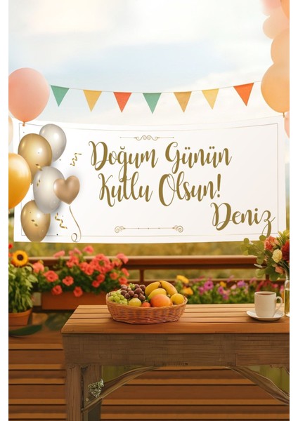 Balon Temalı Isimli Doğum Günü Pankartı, Yetişkin Doğum Günü Afişi, Iyi Ki Doğdun Banner 50X150CM