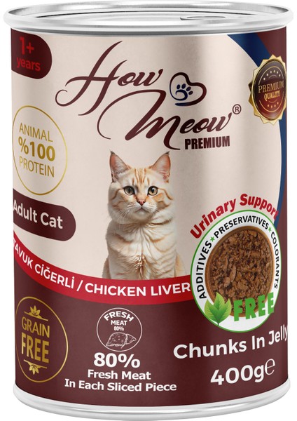 Yetişkin Kedi Maması Tavuk Ciğerli Parça etli Konserve 400gr 12 Adet