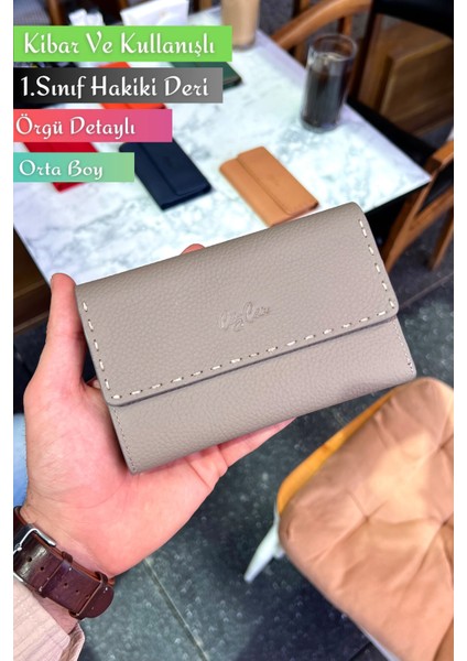 Jesi Vizon Hakiki Deri Kadın Cüzdan Orta Boy Şık ve Kullanışlı