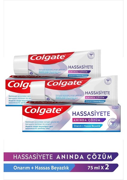 Hassasiyete Anında Çözüm Onarım ve Hassas Beyazlık Diş Macunu 75 ml X 2 Adet