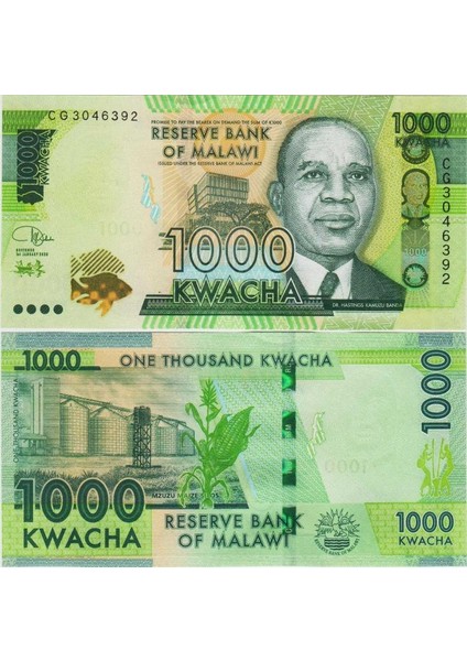 Malavi 1000 Kwacha 2020 Çil Kondisyon.