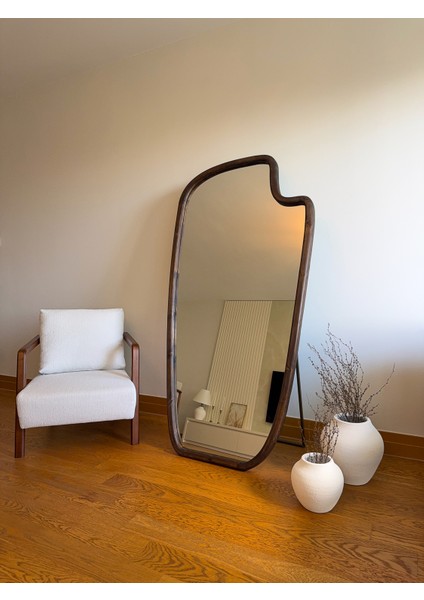 Doğal Ahşap Çerçeveli 180X80 cm ( Ceviz ) Ayaklı Boy Aynası fiyatları